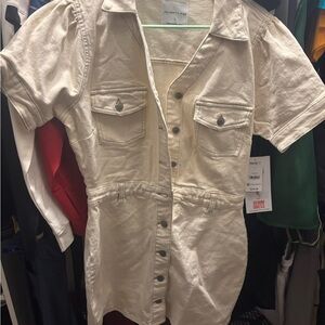 Celebrity Pink Cream Denim Shirt Dress